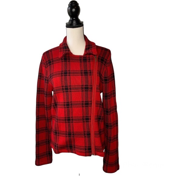 NWT CHAPS Buffalo 100% Cotton Moto Jacket Sweater - Picture 2 of 9